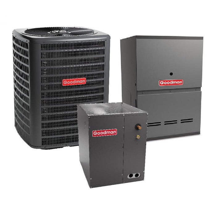1.5 Ton 14.5 SEER2 Goodman AC GSXH501810 and 80% AFUE 40,000 BTU Gas Furnace GC9C800403AX Downflow System with Coil CAPTA1818A4 - Bundle View