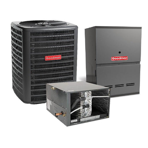 1.5 Ton 14.5 SEER2 Goodman AC GSXH501810 and 80% AFUE 40,000 BTU Gas Furnace GC9C800403AX Horizontal System with Coil CHPTA1822A4 - Bundle View