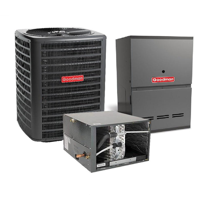 1.5 Ton 14.5 SEER2 Goodman AC GSXH501810 and 80% AFUE 40,000 BTU Gas Furnace GC9C800403AX Horizontal System with Coil CHPTA1822A4 - Bundle View