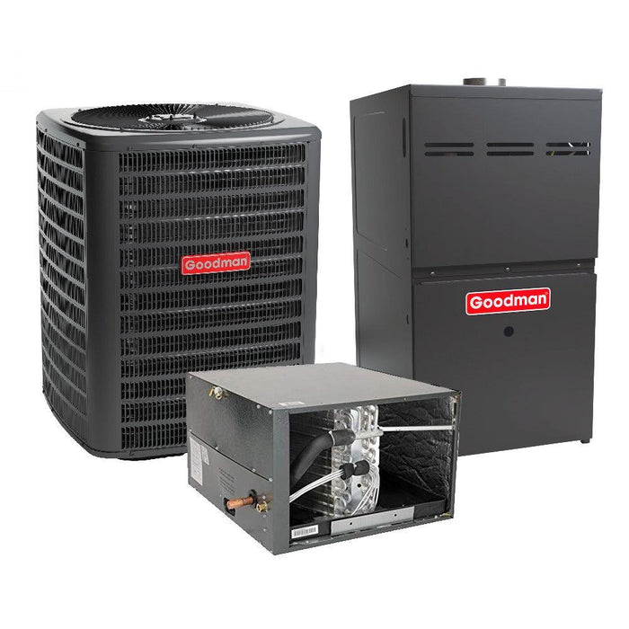 1.5 Ton 14.5 SEER2 Goodman AC GSXH501810 and 80% AFUE 40,000 BTU Gas Furnace GM9C800403AN Horizontal System with Coil CHPTA1822B4 - Bundle View