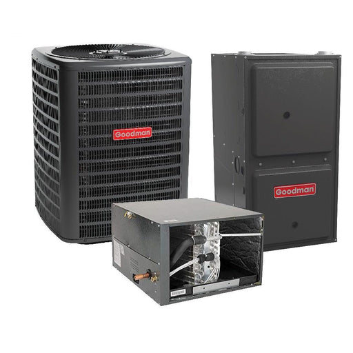 1.5 Ton 14.5 SEER2 Goodman AC GSXM401810 and 96% AFUE 40,000 BTU Gas Furnace GC9C960403BN Horizontal System with Coil CHPTA1822B4 - Bundle View