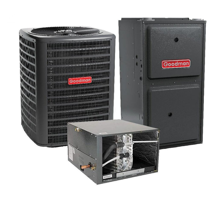 1.5 Ton 14.5 SEER2 Goodman AC GSXN401810 and 92% AFUE 60,000 BTU Gas Furnace GM9S920603BN Horizontal System with Coil CHPTA1822A4 - Bundle View