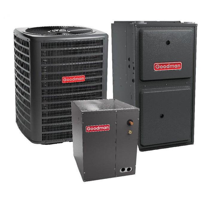 1.5 Ton 14.5 SEER2 Goodman AC GSXN401810 and 96% AFUE 30,000 BTU Gas Furnace GM9C960303AN Upflow System with Coil CAPTA1818A4 - Bundle View