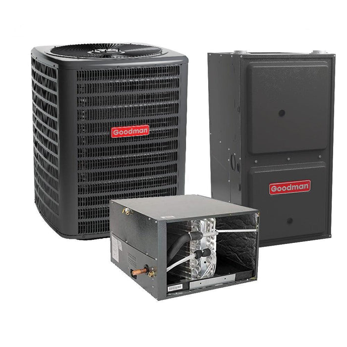1.5 Ton 14.5 SEER2 Goodman AC GSXN401810 and 96% AFUE 60,000 BTU Gas Furnace GC9S960603BN Horizontal System with Coil CHPTA1822A4 - Bundle View
