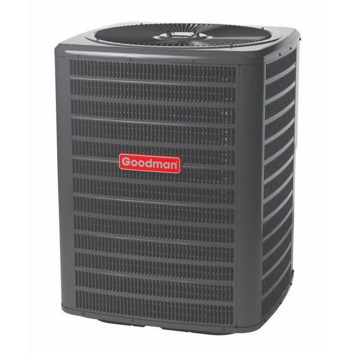 2 Ton 14.3 SEER2 Goodman AC GSXN402410 and 80% AFUE 60,000 BTU Gas Furnace GM9C800603AN Horizontal System with Coil CHPTA2426C4 - Condenser Front View