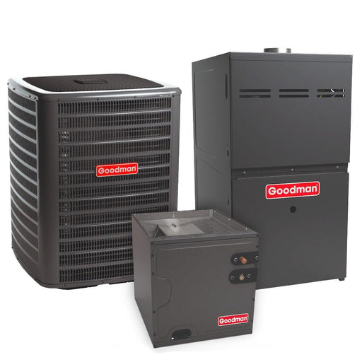 2 Ton 17.2 SEER2 Goodman AC GSXC702410 and 80% AFUE 60,000 BTU Gas Furnace GMVC800603BN Upflow System with Coil CAPTA2422B4 - Bundle View