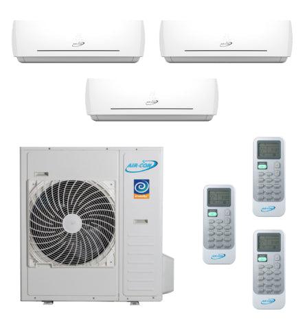 Air-Con 36,000 BTU 20 SEER 3-Zone Wall Mounted 12k+12k+12k Mini Split Air Conditioner and Heater System