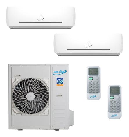 Air-Con 36,000 BTU 21 SEER 2-Zone Wall Mounted 12k+18k Mini Split Air Conditioner and Heater System