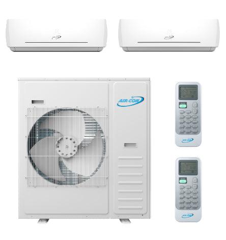 Air-Con 42,000 BTU 20 SEER 2-Zone Wall Mounted 18k+18k Mini Split Air Conditioner and Heater System