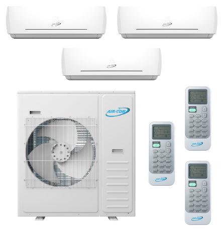 Air-Con 42,000 BTU 20 SEER 3-Zone Wall Mounted 12k+12k+12k Mini Split Air Conditioner and Heater System