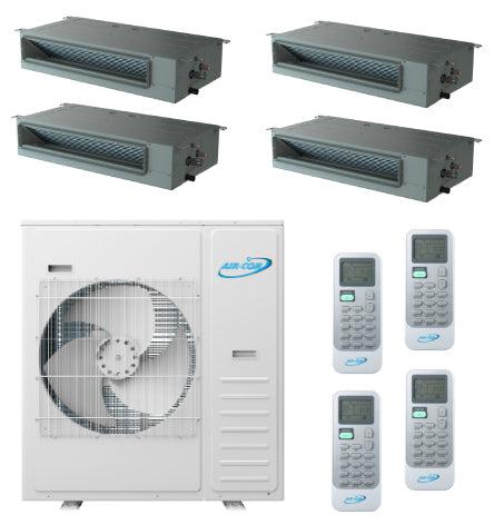 Air-Con 42,000 BTU 20 SEER 4-Zone Concealed Duct 9k+9k+9k+9k Mini Split Air Conditioner and Heater System