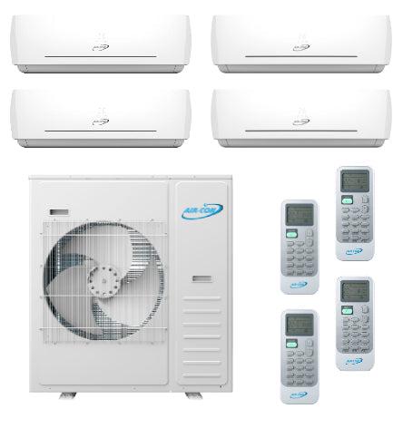 Air-Con 42,000 BTU 20 SEER 4-Zone Wall Mounted 9k+9k+9k+12k Mini Split Air Conditioner and Heater System