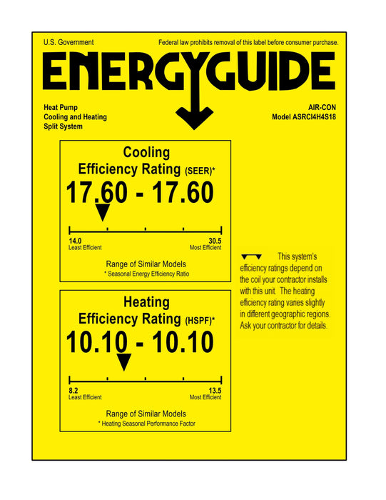 Air-Con Serene Series 18,000 BTU 17.6 SEER Single Zone Ductless Mini Split Air Conditioner and Heater System