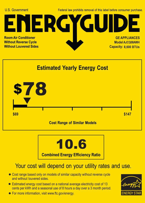 GE 8,300 BTU 115 Volt Through-the-Wall Air Conditioner - Cooling Only