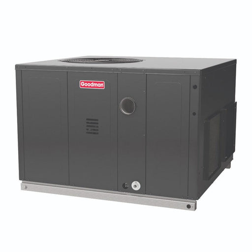 Goodman 2.5 Ton 13.4 SEER2 80,000 BTU Multi-Positional Heat Pump and Gas Furnace Package Unit - Front Angled View