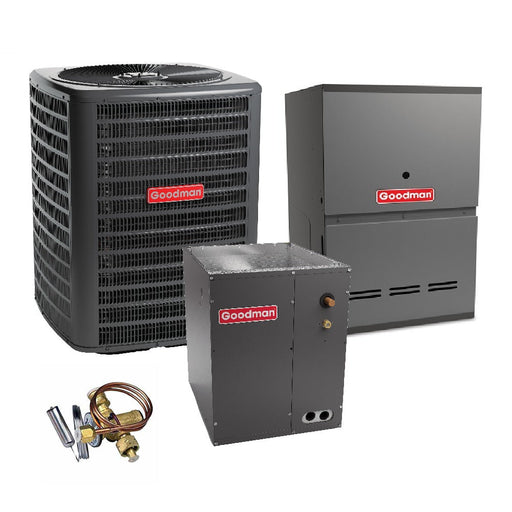 2.5 Ton 14.4 SEER2 Goodman Heat Pump GSZB403010 and 80% AFUE 60,000 BTU Gas Furnace GCVC800603BX Downflow System with Coil CAPFA4226D6 and TXV - Bundle View