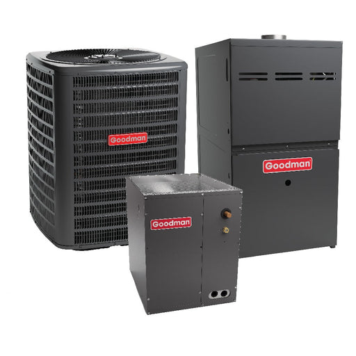 1.5 Ton 14.4 SEER2 Goodman Heat Pump GSZB401810 and 80% AFUE 60,000 BTU Gas Furnace GMVC800603BX Upflow System with Coil CAPTA2422C4 - Bundle View