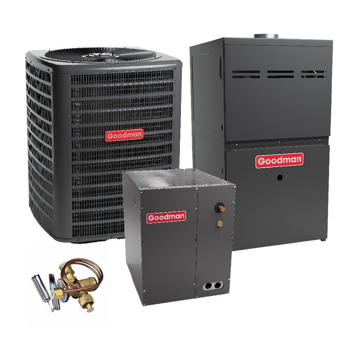 2.5 Ton 14.4 SEER2 Goodman Heat Pump GSZB403010 and 80% AFUE 80,000 BTU Gas Furnace GMVC800805CX Upflow System with Coil CAPFA4226D6 and TXV - Bundle View