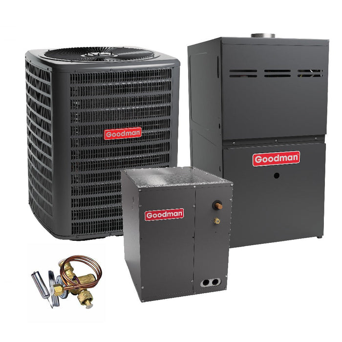 2.5 Ton 14.4 SEER2 Goodman Heat Pump GSZB403010 and 80% AFUE 60,000 BTU Gas Furnace GMVS800604BU Upflow System with Coil CAPFA4226D6 and TXV - Bundle View