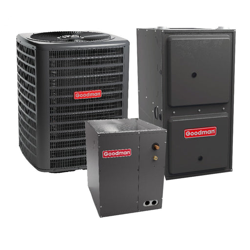 2 Ton 14.4 SEER2 Goodman Heat Pump GSZB402410 and 96% AFUE 80,000 BTU Gas Furnace GCVC960804CN Downflow System with Coil CAPTA2422C4 - Bundle View