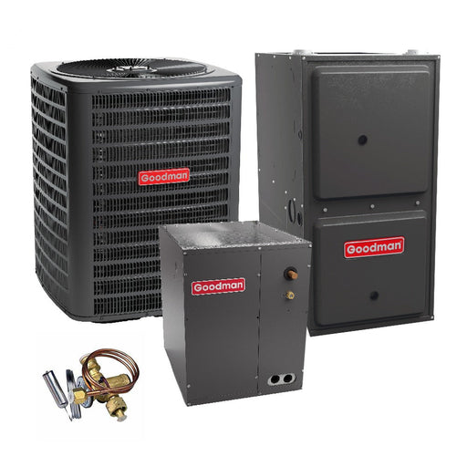 2.5 Ton 14.4 SEER2 Goodman Heat Pump GSZB403010 and 96% AFUE 80,000 BTU Gas Furnace GCVC960804CN Downflow System with Coil CAPFA4226C6 and TXV - Bundle View