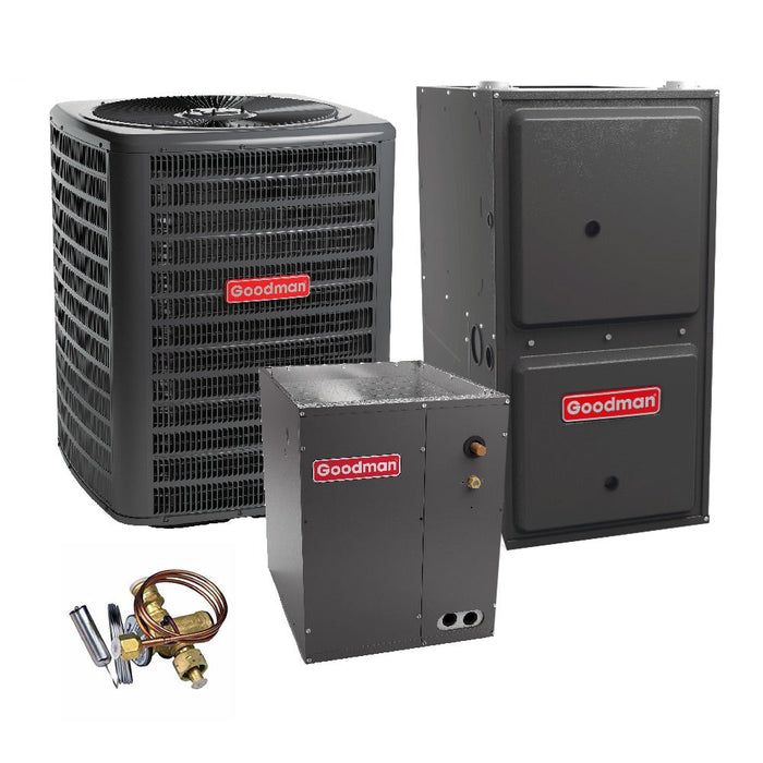 2.5 Ton 14.4 SEER2 Goodman Heat Pump GSZB403010 and 96% AFUE 80,000 BTU Gas Furnace GCVC960804CN Downflow System with Coil CAPFA4226D6 and TXV - Bundle View