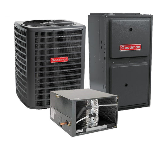 1.5 Ton 14.4 SEER2 Goodman Heat Pump GSZB401810 and 96% AFUE 40,000 BTU Gas Furnace GM9S960403AN Horizontal System with Coil CHPTA1822A4 - Bundle View