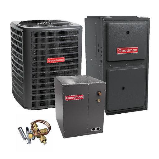 2.5 Ton 14.4 SEER2 Goodman Heat Pump GSZB403010 and 96% AFUE 40,000 BTU Gas Furnace GMVC960403BN Upflow System with Coil CAPFA4226D6 and TXV - Bundle View