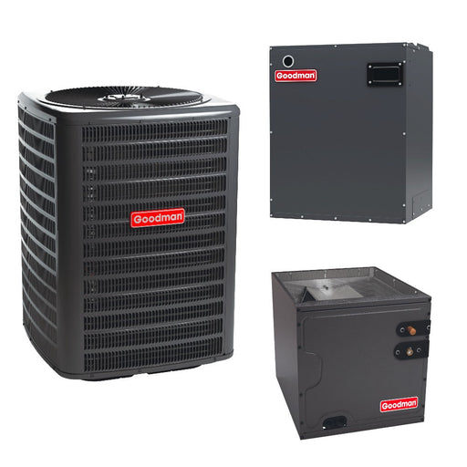 2.5 Ton 14.4 SEER2 Goodman Heat Pump GSZB403010 with Modular Blower MBVC1201AA-1 and Vertical Coil CAPTA3026C4 - Bundle View